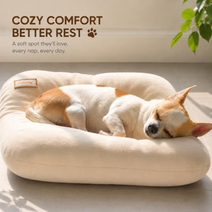 Washable Dog Bed Ultra Soft Plush Dog Crate Mat, Dog Bed for Crate, 3.2" Thick Dog Bed Mat, Kennel Pad for Small and Medium Dogs, Beige (Beige, 18" L x 18" W x 3.2" Th) - size: 18"L x 18"W x 3.2"Th