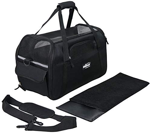 EliteField Soft Pet Carrier (3 Year Warranty, Airline Approved) Soft Sided Dog Puppy Cat Carrier Travel Bag (X-Large: 21" L x 12" W x 13" H, Black) - color: Black, size: 21.0"L x 12.0"W x 13.0"H