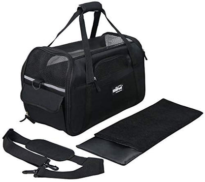 EliteField Soft Pet Carrier (3 Year Warranty, Airline Approved) Soft Sided Dog Puppy Cat Carrier Travel Bag (X-Large: 21" L x 12" W x 13" H, Black) - color: Black, size: 21.0"L x 12.0"W x 13.0"H