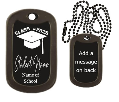| Class of (Choose Year) Dog Tag | Laser Engraved, 2"x1.13", 30" Ball Chain or 1" Splitring | Add Personal Message * Made in USA