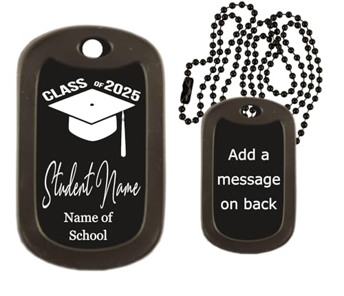 | Class of (Choose Year) Dog Tag | Laser Engraved, 2"x1.13", 30" Ball Chain or 1" Splitring | Add Personal Message * Made in USA