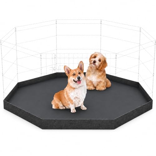 Dog Playpen Bottom Pad Cover Only, Black Replacement Floor Liner for 8-Panel 24 Inch Pet Playpen, Washable Bottom Tray Cover for Small Medium Dogs, Indoor Outdoor Use, Playpen Not Included - style: Bottom pad cover Black
