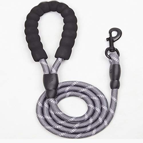 Dog Leash 5 FT with Comfortable Padded Handle, Highly Reflective Threads Dog Leash for Medium Large Dogs, 1/2 inch, Gray - color: GRAY 5FT