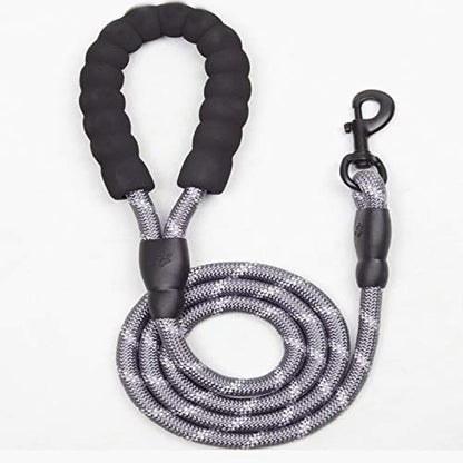 Dog Leash 5 FT with Comfortable Padded Handle, Highly Reflective Threads Dog Leash for Medium Large Dogs, 1/2 inch, Gray - color: GRAY 5FT
