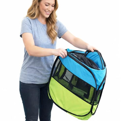 Pet Life All-Terrain Lightweight Wire-Framed Folding Collapsible Pet Playpen, Travel Cat and Dog Playpen, Features Breathable Mesh and Zippered Entrances with Carrying case - color: Brown