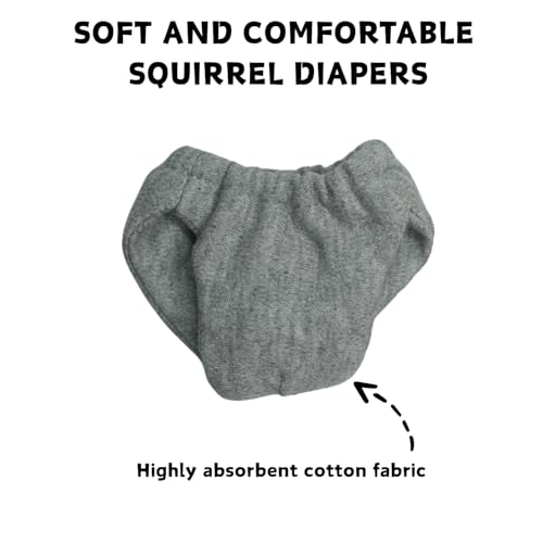 Washable Squirrel Diapers - Extra Small Reusable Pet Cloth Diapers Highly Absorbent Leak-Proof Urine Wet Pants with Adjustable Waistline for Indoor Squirrel (Grey, M (3.9" - 6.3"), Count, 1) - color: Grey