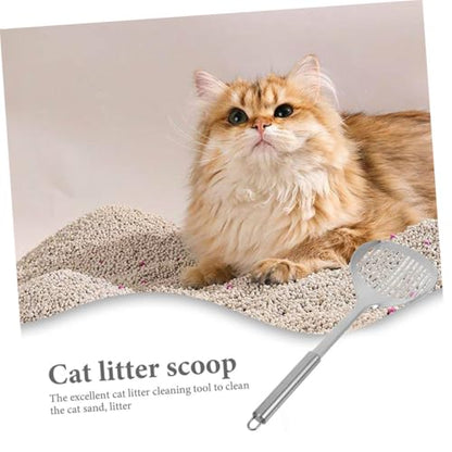 Yardwe 2pcs Stainless Steel Cat Litter Scoop Wide Metal Poop Scooper for Efficient Cleaning Durable Design with High Efficiency Mesh for Litter Box Maintenance