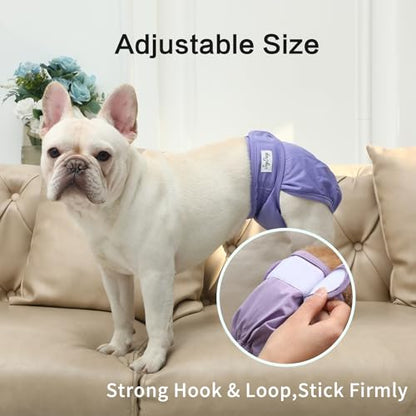 JoyDaog Female Dog Diapers for Medium Dogs,4 Pack Reusable Washable Premium Doggie Diapers for Heat,Incontinence,Period Doggy Nappies,L - size: Large (Pack of 4)