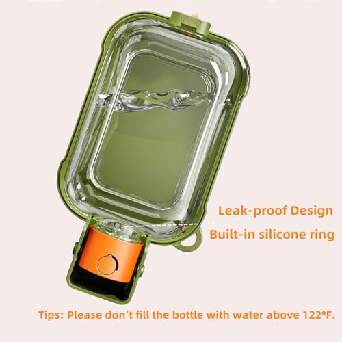 Portable Dog Water Bottle 15.5 oz 2-in-1 Foldable Travel Dog Bowls Pet Food Bowl Leak Proof Puppy Water Dispenser for Hiking Camping Walking Green