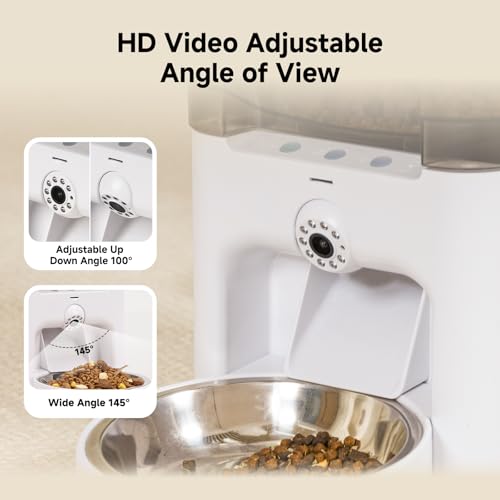 Automatic Cat Feeder with Camera, 6L Cat Food Dispenser, Scheduled Auto Pet Feeder, Smart App Remote Monitoring with Night Vision, 5G/2.4G WiFi, Low Food Alerts,2-Way Audio
