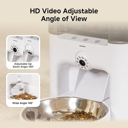 Automatic Cat Feeder with Camera, 6L Cat Food Dispenser, Scheduled Auto Pet Feeder, Smart App Remote Monitoring with Night Vision, 5G/2.4G WiFi, Low Food Alerts,2-Way Audio