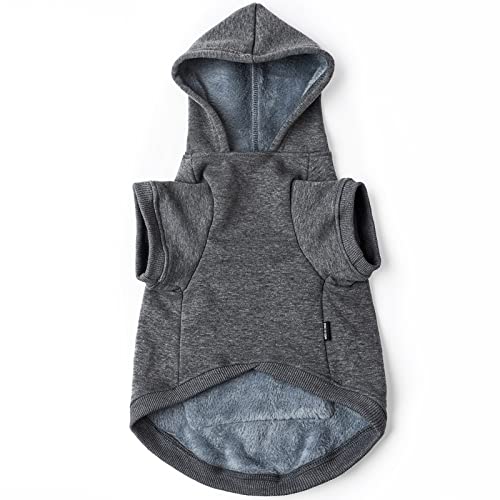 Koneseve Dog Hoodie Fleece Puppy Clothes Warm Sweater with Hat for Small Dogs Cat Hooded Shirt Kitten Pet Basic Hoodies Sweatshirt with Pocket Doggie Soft Winter Coat Apparel (Grey; L) - color: Grey, size: L-(9~17lb) | Chest(~17.7")