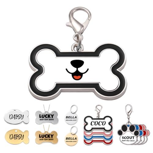 Dog Tags with Custom Text Customize Personalized Pet ID Tag for Dog and Cat, Dog Bone - color: Dog Bone