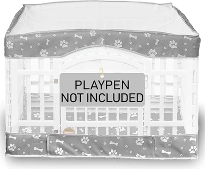 Dog Playpen Bottom Pad and Mesh Top Cover fit 36" x 36“ Puppy Playpen(Fence NOT Included),Reusable for Pet Training,Dog Crate,Waterproof Pet Pee Pads,Whelping,Puppies/Small Dogs,Hoop&Loop Design,Gray - color: 36"-BOTTOM and COVER-GARY
