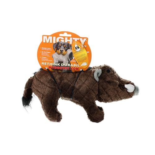MIGHTY- Safari Brown Warthog- Squeaker-Multiple Layers. Made Durable, Strong & Tough. Interactive Play Dog Toy (Tug, Toss & Fetch). Machine Washable & Floats | Ultra Durable Plush Toy with Multiple Layers & Reinforced Seams , Washable and Floats , Mighty®
