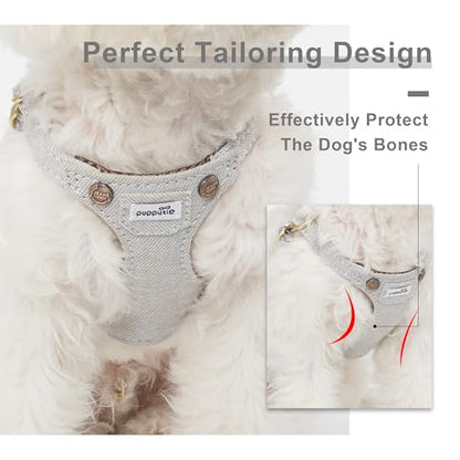 Puppytie No Pull Small Dog Harness with Multifunction Dog Leash,Lightweight Soft Adjustable No Choke Escape Proof Pet Harness Vest Pet Harness Vest,Denim Gray,S - color: Pocket-Grey, size: S