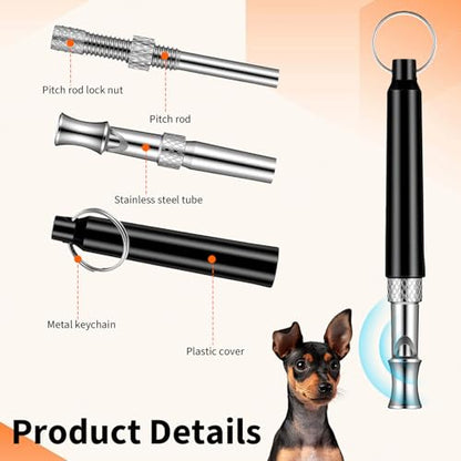 2 PCS Silent Dog Whistle to Stop Barking, Dog Whistle to Call Your Dogs, Adjustable Ultrasonic Dogs Training Whistles with Lanyard (Black+White)