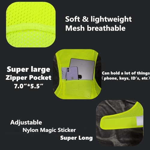 Reflective Vest Safety Running Gear with Pocket,High Visibility for Running,Biking,Walking,Women & Men - color: 2 Pack Neon Yellow, size: Large