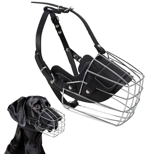 Extra Large Metal Basket Dog Muzzle for Great Dane, Cage Muzzle to Stop Barking & Prevent Biting for Large Dogs Rottweiler, Cane Corso, German Shepherd, Mastiff, Labrador