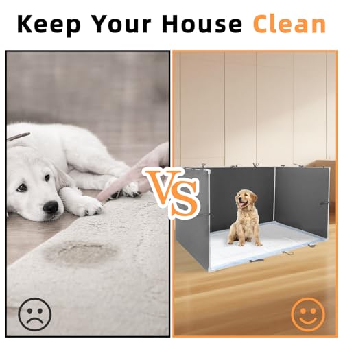 Dog Pee Pad Holder with High Walls - 35"x29"x17.3" No-Splash Indoor Dog Potty Box, Foldable Potty Training Toilet for Large Small Medium Dogs Puppy Potty (Dark Gray)