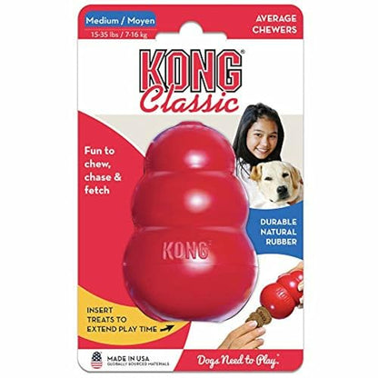 KONG Classic Stuffable Dog Toy - Fetch & Chew Toy for Dogs - Treat-Filling Capabilities & Erratic Bounce for Extended Play Time - Durable Natural Rubber Material - for Medium Dogs (Pack of 2) - size: Medium(2-Pack)