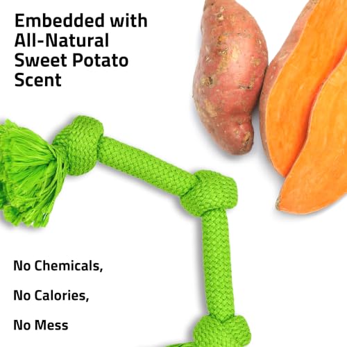 Playology Dog Toys | Dri-Tech Rope Tug of War Dog Toy for Tough Chewers | Sweet Potato Scented Jumbo Tug Rope Toys for Large Dogs - size: Jumbo, style: Sweet Potato