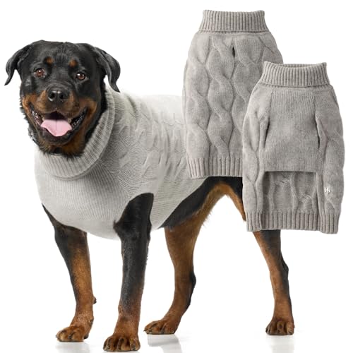 Clark – The Chunky 100% Cashmere Cable Sweater Vest Pet Pullover for Small, Medium and Large Dogs, Cashmere Mist, Large - color: Cashmere Mist, size: Large (40-60 lbs)