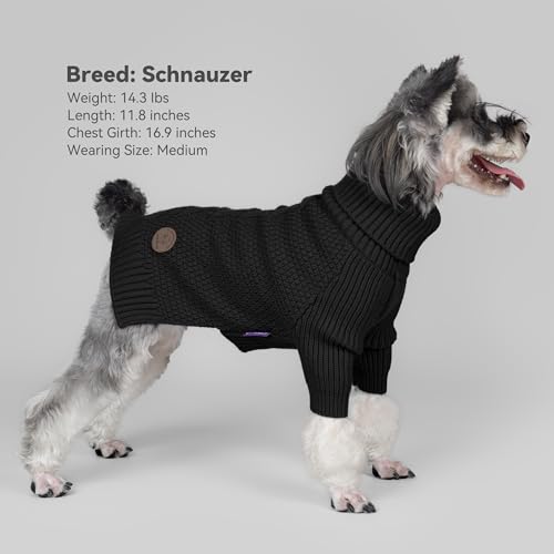 cyeollo Small Fleece Dog Sweater, Tureleneck Sweatershirt for Small Boy & Girl Dogs Pullover Doggy Clothes in Cold Weather Stretchy Fall Winter Pet Outfit Puppy Jacket, Black M - color: Black, size: Medium