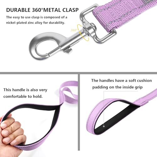 Reflective Dog Leash 6 FT Padded Handle Nylon Dogs Leashes for Small Dogs Lavender - color: Refl Lavender, size: Small : 5/8" x 6 FT