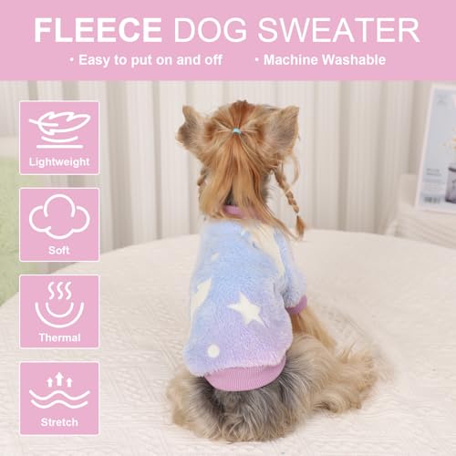 Dog Sweaters for Small Dogs Male Female Night Glow Doggy Clothes Girl Boy, Warm Pullover Dog Sweatshirt, Winter Pet Coat Jacket Cat Costume, Small Doggie Sweater Puppy Outfit, Pink, XS - color: Night Glow Pink, size: X-Small (Chest 13in )