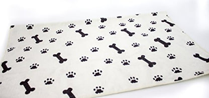 Zwipes Large Microfiber Pet Towels (Size: 30" x 36"), 2-Pack Soft Terry Cleaning Cloths, White with Black Bone/Paw Print - size: Extra Large (30" x 36"), 2-Pack