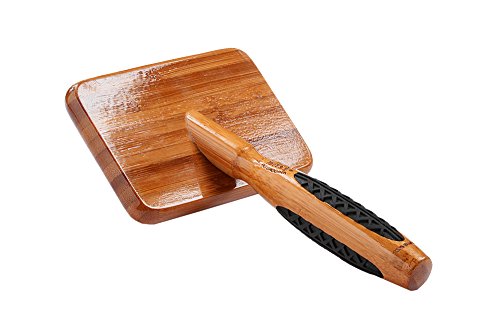 Bass Brushes Large Slicker Style Pet Brush with Bamboo Wood Handle and Rubber Grips