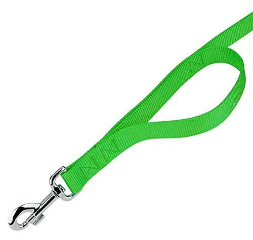 Country Brook Petz - Vibrant 17 Color Selection - Heavyduty Doublehandle Nylon Leash (6 Foot, 3/4 Inch Wide, Hot Lime Green) - color: Hot Lime Green