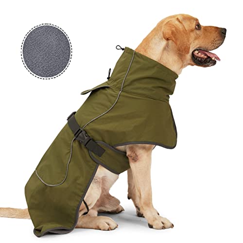 Dog Raincoat - Waterproof Dog Winter Jackets Windproof Coat with Velvet Inner Winter Dog Rain Coat with Reflective Strip,Green XS - color: Green, size: X-Small
