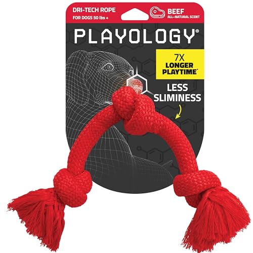 Playology Dog Toys | Dri-Tech Rope Tug of War Dog Toy for Tough Chewers | Beef Scented Jumbo Tug Rope Toys for Large Dogs - size: Jumbo, style: Beef