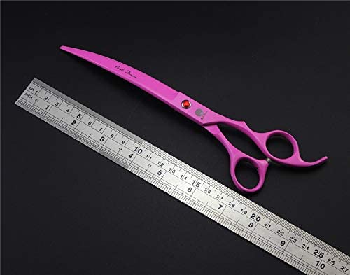 Purple Dragon Professional 7.0 inch 4PCS Pet Grooming Scissors Kit Japan Premium Steel Straight & Curved & Thinning Blade Dog Hair Cutting Shears Set with Case - color: Pink