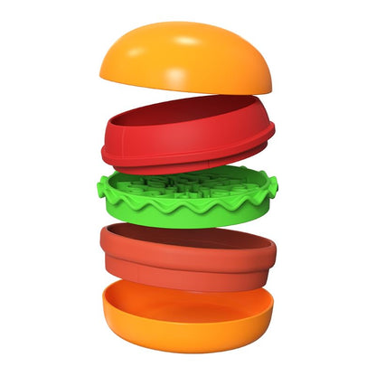 Multiple Use Pet Feeding Set, Cute Hamburger-Shaped, 5 Stackable Bowls for Small Dogs and Cats, Anti-Choking Slow Food Feeder, Raised Bowls, Travel Cat Bowls