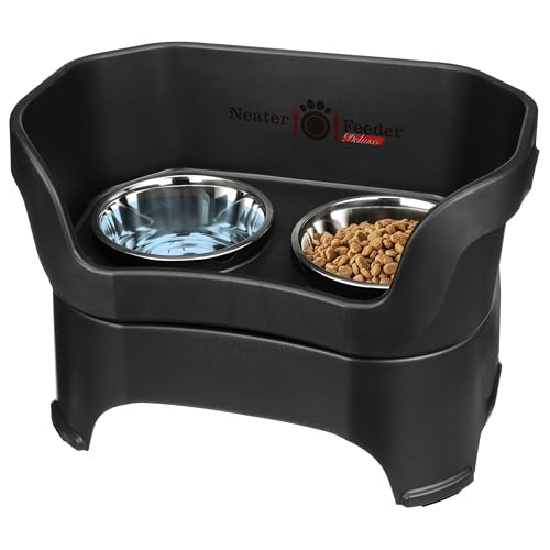 Neater Pet Brands Neater Feeder Deluxe Mess Proof Dog Bowls Elevated for Large Dogs Over 40 lbs, Made in USA, No Spill Raised Dog Food Bowl Stand Feeding Station, Food and Water Bowl Set, Black - color: Midnight Black, size: Large with Standard Bowl