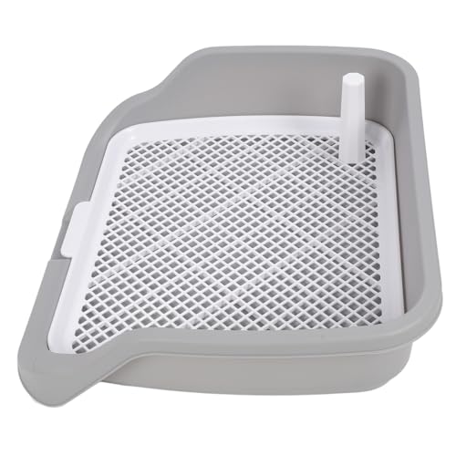 SUNGOOYUE Dog Potty Tray Portable PP Puppy Training Toilet 21.3 X 17.7 X 5.1 in Detachable Washable with Wall Mesh Design for Small Dogs Indoor Use (Gray)