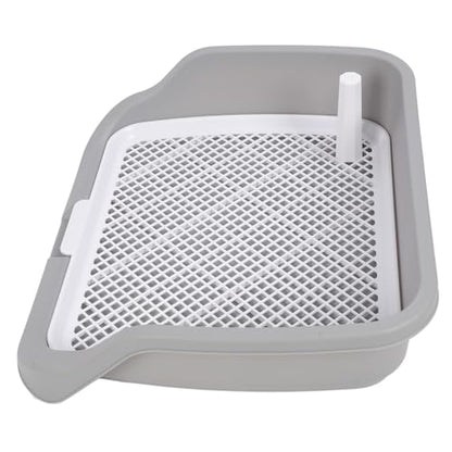 SUNGOOYUE Dog Potty Tray Portable PP Puppy Training Toilet 21.3 X 17.7 X 5.1 in Detachable Washable with Wall Mesh Design for Small Dogs Indoor Use (Gray)
