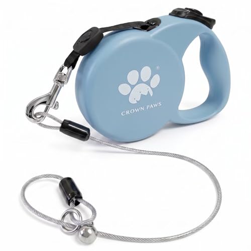 Chew Proof Retractable Dog Leash for Large Dogs, 16ft Heavy Duty Dog Lead with Anti-Chewing Steel Wire Rope, Tangle-Free 360° Swivel, One-Hand Brake & Lock, Blue L - color: Blue, size: Large
