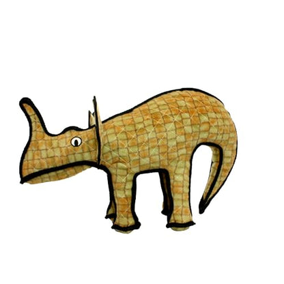 TUFFY - World's Tuffest Soft Dog Toy - Dinosaur - Multiple Layers. Made Durable, Strong & Tough. Interactive Play (Tug, Toss & Fetch). Machine Washable & Floats - color: Brown Moosasaurus Dinosaur