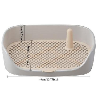 Dog Toilet Training Potty Tray, Reusable Training Pad Holder Pet Bedpan, Indoor Puppy Potty Trainer for Small Dogs Puppies and Small Animals 15.75''LX11.81''WX4.33''H (Grey) - color: Grey