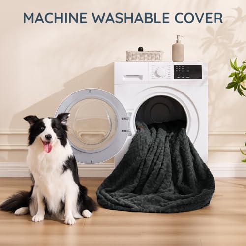 ChiXnuggle Faux Fur Washable Human Dog Bed Cover | 72*40*10,removable replace cover,soft fur,non-slip bottom,dark grey - color: Dark Grey, size: Cover (72x40x10)