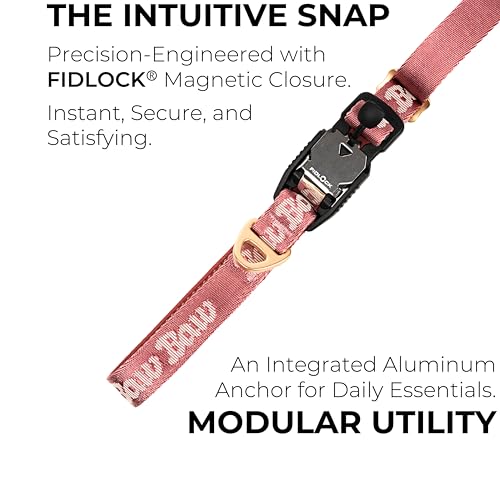 BawBaw Dog Leash – 8ft Adjustable Hands-Free, German Fidlock Magnetic Buckle, 3-Way Use (Hand-Held, Crossbody, Waist), V-Ring for Accessories, Walking & Running (Ash Rose) - color: Ash Rose