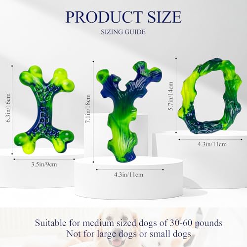 Frienhund 3-Pack Indestructible Nylon Dog Chew Toys for Aggressive Chewers - Long-Lasting Durable Bone-Shaped Toys, Large Breed Dogs, Tough Puppy Teeth Enrichment - color: Green-3-Pack