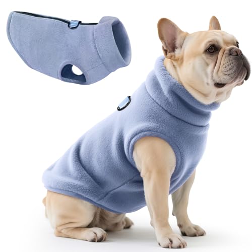 Idepet Dog Fleece Vest Sweater Zip Up Warm Pullover Dogs Jacket with D-Ring Leash Winter Cold Weater Coat Pet Sweatershirt Clothes Hoodie for Small Medium Dogs Boy Girl(Sky Blue,XXS) - color: Sky Blue, size: XXS