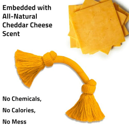 Playology Dog Toys | Dri-Tech Rope Tug of War Dog Toy for Tough Chewers | Cheddar Cheese Scented Medium Tug Rope Toys for Dogs - size: Medium, style: Cheddar Cheese
