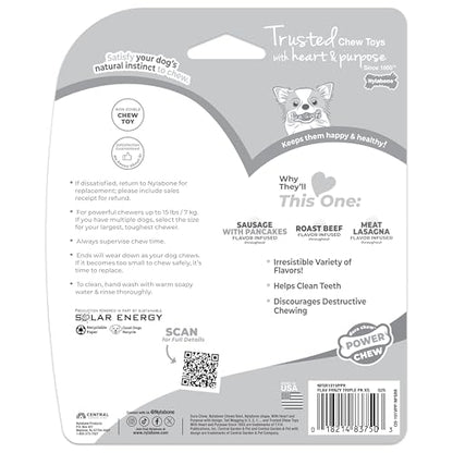 Nylabone Original Bone Power Chew Toy for Dogs, Durable Dog Toys for Aggressive Chewers, Flavor Frenzy Pancakes & Sausage, Roast Beef, & Lasagna, X-Small - Up to 15 lbs, 3 Pack - size: X-Small