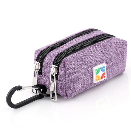 Hemp Dog Poop Bag Holder for Leash — Eco-Friendly Dog Waste Bag Dispenser, Sustainable Natural Hemp Fabric, Attaches to Any Leash, Belt or Backpack (Lavender, Double) - color: Lavender, size: Double